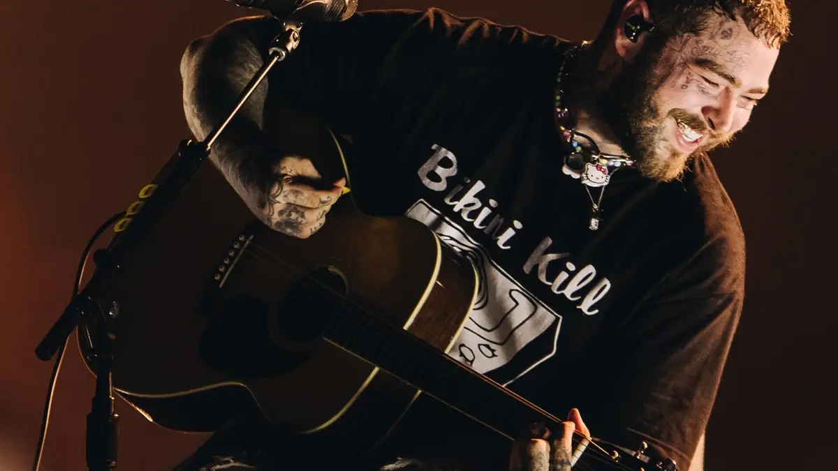A live performance shot of Post Malone